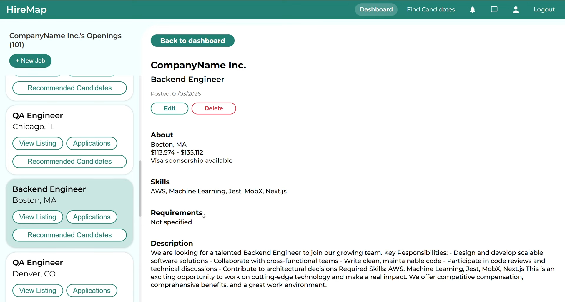 Post and edit jobs